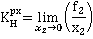 KH= the limit as x2 tends to zero of fugacity/mole fraction