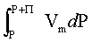 integral from pressure P to P+osmotic pressure of (the molar volume of water) dT