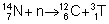 Nitrogen−14 + neutron gives carbon−12 + tritium